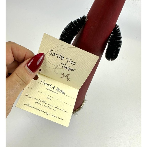 Vintage Santa Claus Tree Topper Santa With Cute Head Basket NWT 13" Hand Made - Picture 9 of 14